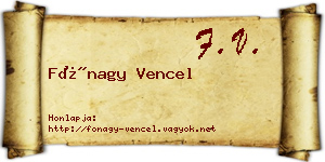 Fónagy Vencel névjegykártya